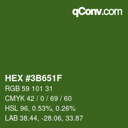 Farbcode: HEX #3B651F | qconv.com