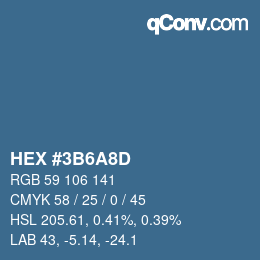 颜色代码: HEX #3B6A8D | qconv.com