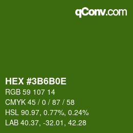 Color code: HEX #3B6B0E | qconv.com