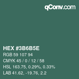 Color code: HEX #3B6B5E | qconv.com
