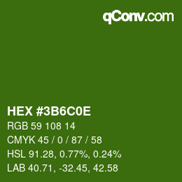 Color code: HEX #3B6C0E | qconv.com