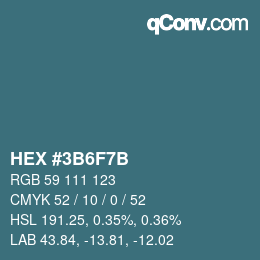 Color code: HEX #3B6F7B | qconv.com