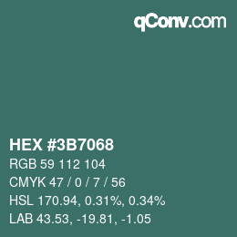 Código de color: HEX #3B7068 | qconv.com