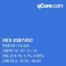 Color code: HEX #3B74DC | qconv.com
