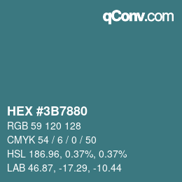カラーコード: HEX #3B7880 | qconv.com