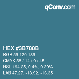 Color code: HEX #3B788B | qconv.com