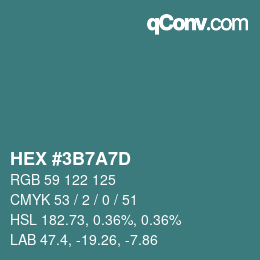 Color code: HEX #3B7A7D | qconv.com