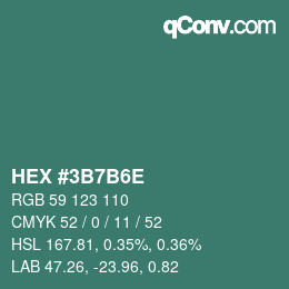 Color code: HEX #3B7B6E | qconv.com