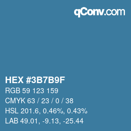 Color code: HEX #3B7B9F | qconv.com