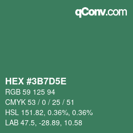 Color code: HEX #3B7D5E | qconv.com