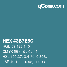 Color code: HEX #3B7E8C | qconv.com