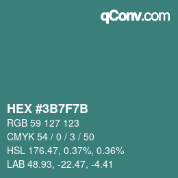Color code: HEX #3B7F7B | qconv.com