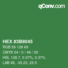 Color code: HEX #3B8045 | qconv.com