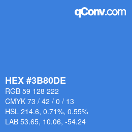 Color code: HEX #3B80DE | qconv.com