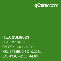 Color code: HEX #3B8621 | qconv.com