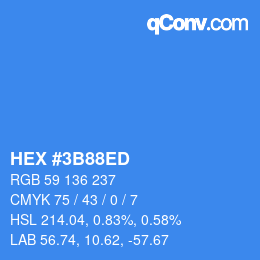 Color code: HEX #3B88ED | qconv.com