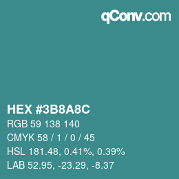 Color code: HEX #3B8A8C | qconv.com