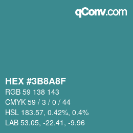 Color code: HEX #3B8A8F | qconv.com