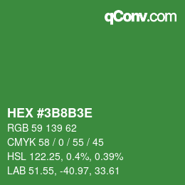 Color code: HEX #3B8B3E | qconv.com