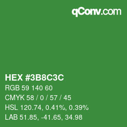 Color code: HEX #3B8C3C | qconv.com