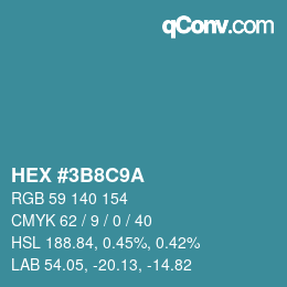 Color code: HEX #3B8C9A | qconv.com
