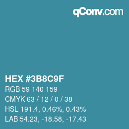 Color code: HEX #3B8C9F | qconv.com
