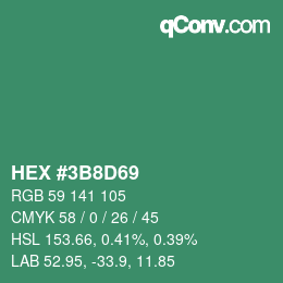 Code couleur: HEX #3B8D69 | qconv.com