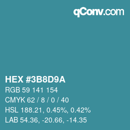 Color code: HEX #3B8D9A | qconv.com