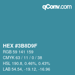 Color code: HEX #3B8D9F | qconv.com