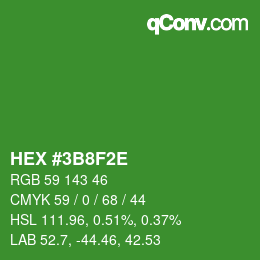 Color code: HEX #3B8F2E | qconv.com