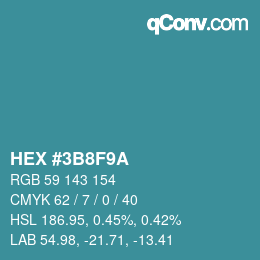 カラーコード: HEX #3B8F9A | qconv.com