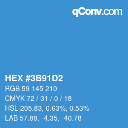 カラーコード: HEX #3B91D2 | qconv.com