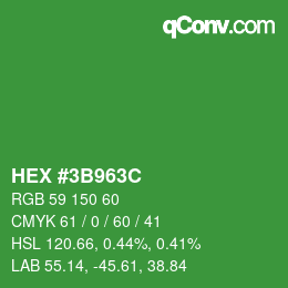 Color code: HEX #3B963C | qconv.com