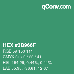 Color code: HEX #3B966F | qconv.com