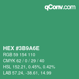 Color code: HEX #3B9A6E | qconv.com