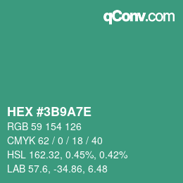 Color code: HEX #3B9A7E | qconv.com