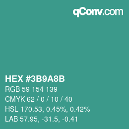 カラーコード: HEX #3B9A8B | qconv.com