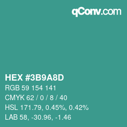 Color code: HEX #3B9A8D | qconv.com