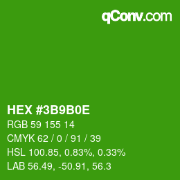 Color code: HEX #3B9B0E | qconv.com