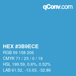 カラーコード: HEX #3B9ECE | qconv.com