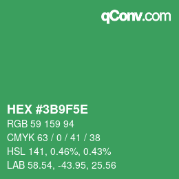 Code couleur: HEX #3B9F5E | qconv.com