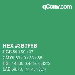 Color code: HEX #3B9F6B | qconv.com