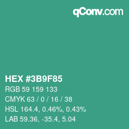 Color code: HEX #3B9F85 | qconv.com