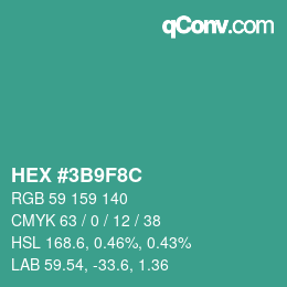 Color code: HEX #3B9F8C | qconv.com