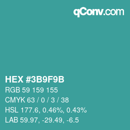 Color code: HEX #3B9F9B | qconv.com