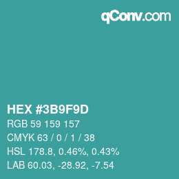 Color code: HEX #3B9F9D | qconv.com