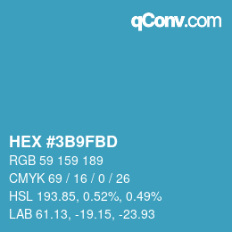 カラーコード: HEX #3B9FBD | qconv.com