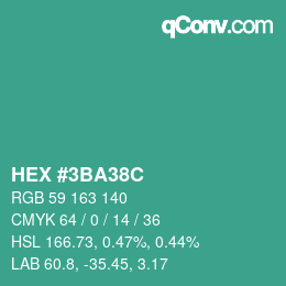 Color code: HEX #3BA38C | qconv.com