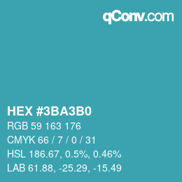 颜色代码: HEX #3BA3B0 | qconv.com