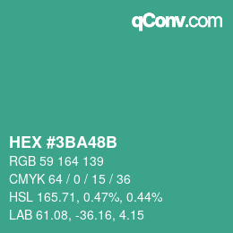 Color code: HEX #3BA48B | qconv.com